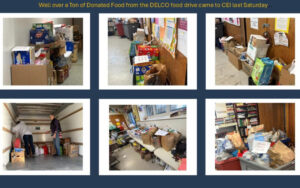 Several bags of food from the DELCO Food drive