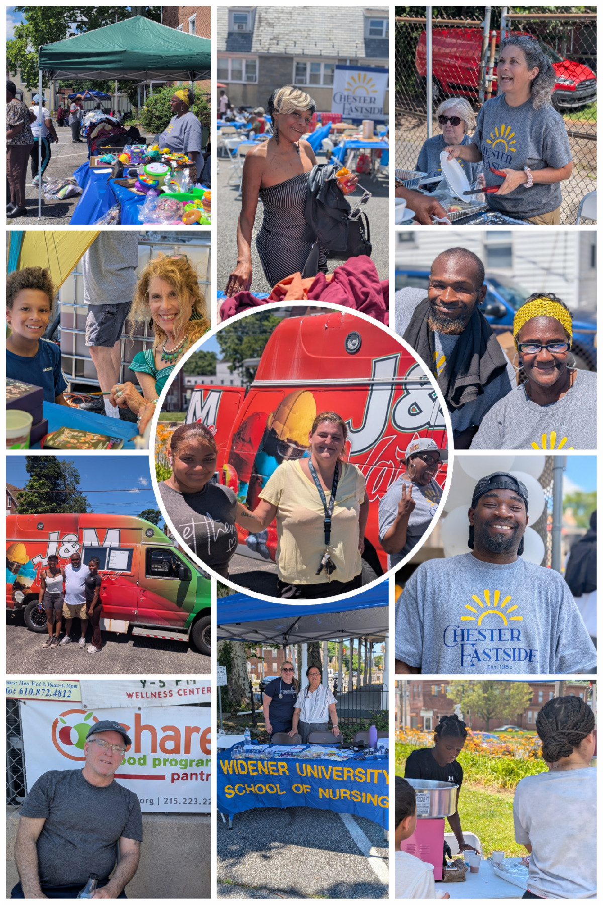 collage of community summer barbeque
